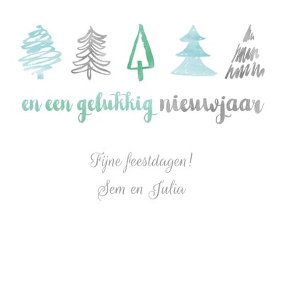 Kerstkaart aquarel bomen 3