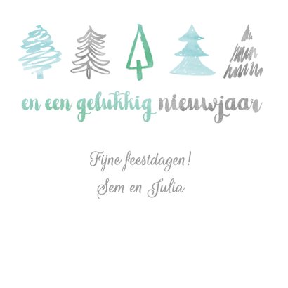 Kerstkaart aquarel bomen 3