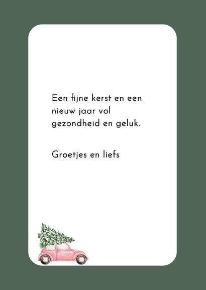 Kerstkaart auto met kerstboom op dak Vrienden GHZ 3
