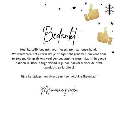 Kerstkaart bedankt sneeuw duimpje omhoog 3