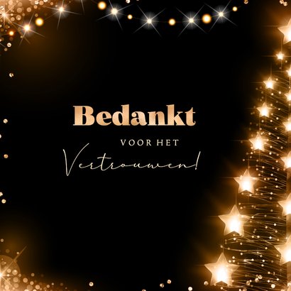 Kerstkaart bedrijf eigen logo lichtgevende kerstboom sterren 2