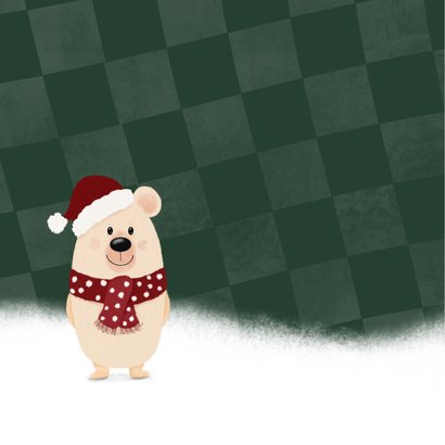 Kerstkaart beer met kerstmuts Ho Ho Ho 2