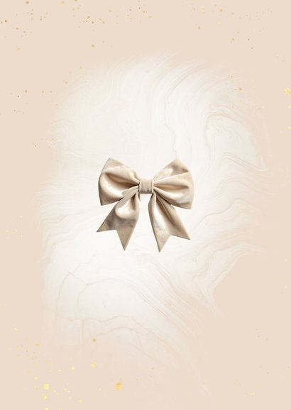 Kerstkaart beige kerstballen strikken bloemen & eucalyptus Achterkant