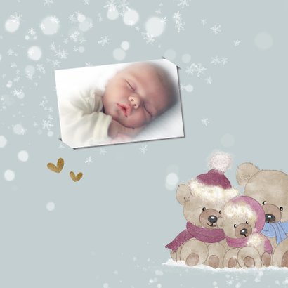 Kerstkaart beren in de sneeuw-baby's 1ste kerst 2