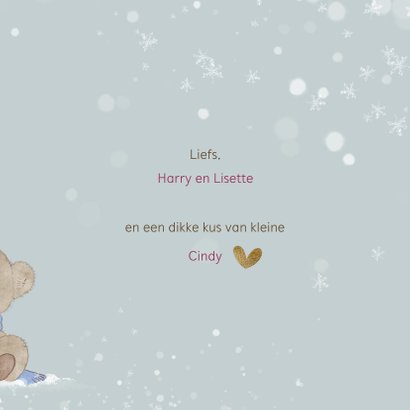 Kerstkaart beren in de sneeuw-baby's 1ste kerst 3