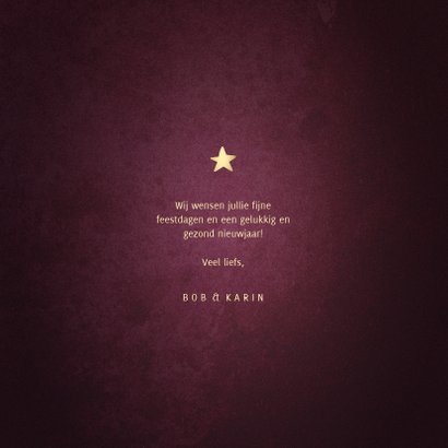 Kerstkaart best wishes bordeaux met goudlook kader 3