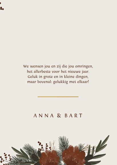 Kerstkaart bloemen kader goudlook 3