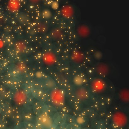 Kerstkaart Blurry kerstbom met lichtjes en ballen 2
