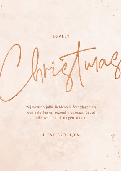 Kerstkaart bohemian lichtroze met koper en foto 3