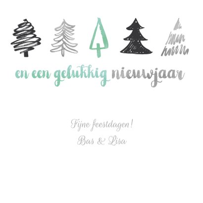 Kerstkaart boompjes op krijtbord 3