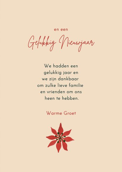 Kerstkaart botanisch beige stippen met bloemen 3