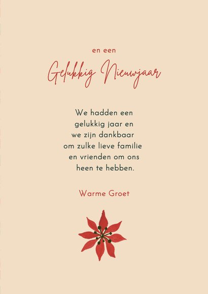 Kerstkaart botanisch beige stippen met bloemen 3