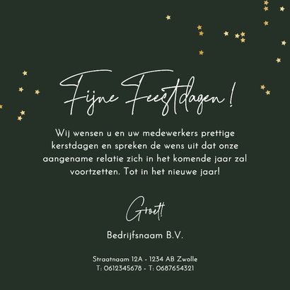 Kerstkaart botanisch bloemen snoeischaar sterretjes in goud 3