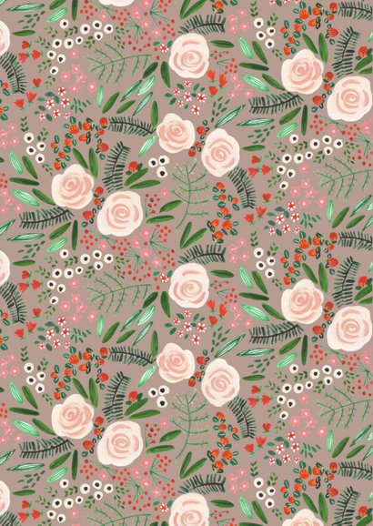 Kerstkaart botanisch bloemen 2