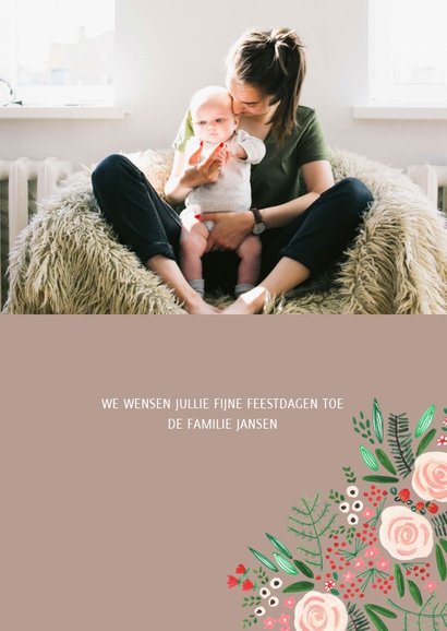 Kerstkaart botanisch bloemen 3
