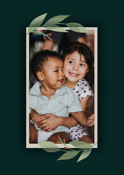 Kerstkaart botanisch fotokader met schaduw 2