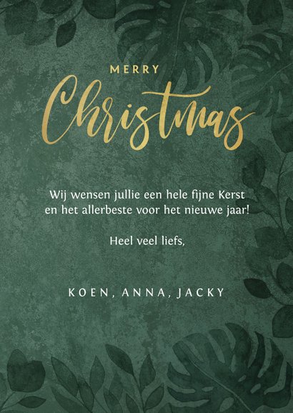 Kerstkaart botanisch groen goud lampjes foto jungle 3