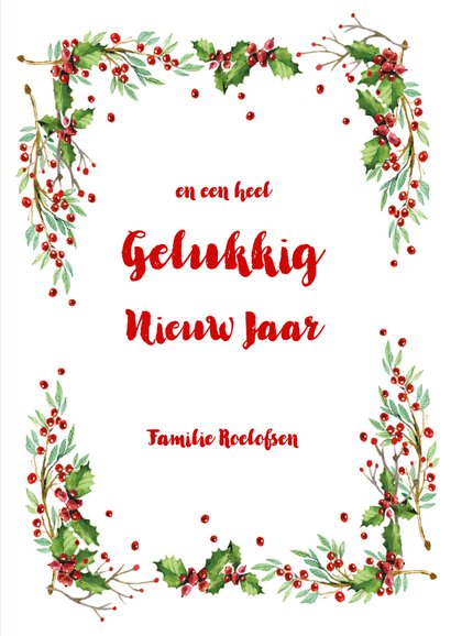 Kerstkaart botanisch hulst 2020 3