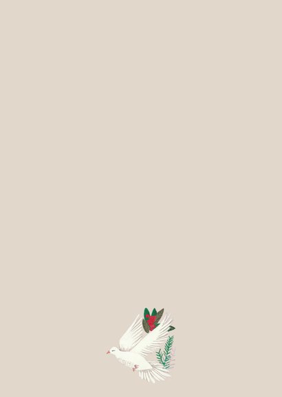 Kerstkaart botanisch met duiven Achterkant