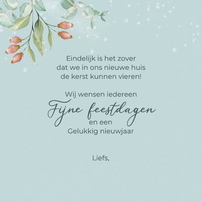 Kerstkaart botanisch met huisjeskaarsen 3