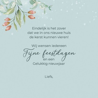Kerstkaart botanisch met huisjeskaarsen 3