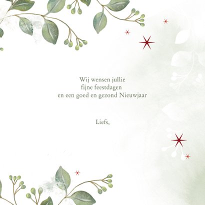Kerstkaart botanisch met rood jaartal 2023 3