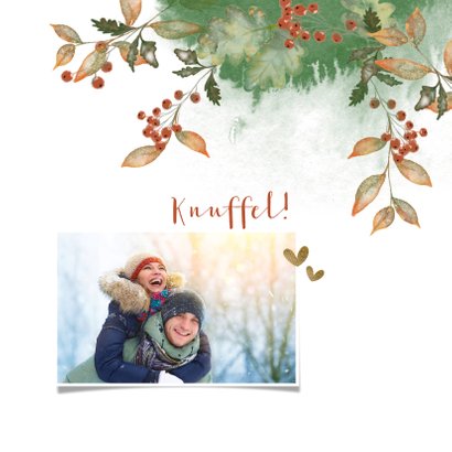 Kerstkaart botanische illustratie met foto 2