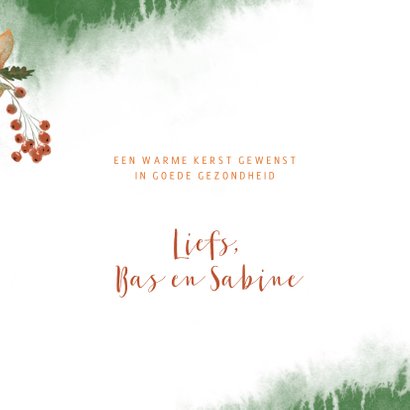 Kerstkaart botanische illustratie met foto 3