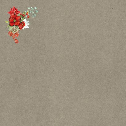 Kerstkaart botanische kerstbloemen Achterkant