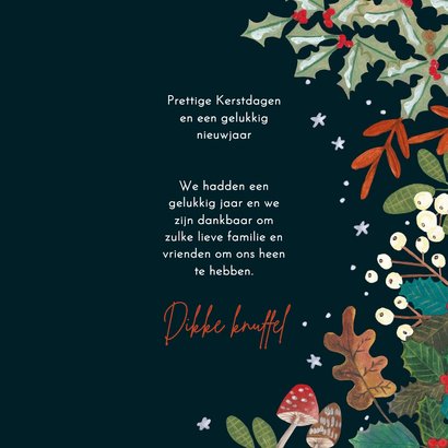 Kerstkaart botanische kerstkrans om foto 3