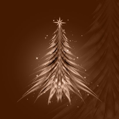 Kerstkaart bruin met kerstboom en sterdecoratie 2