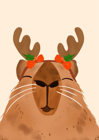 Kerstkaart capybara wishing you a capy X-mas 2