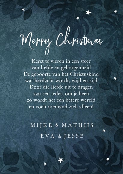Kerstkaart Christelijk stille nacht kalligrafie sterren 3