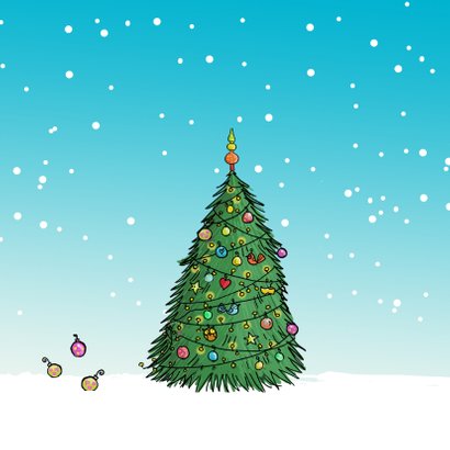 Kerstkaart Citroen eend wit av 2
