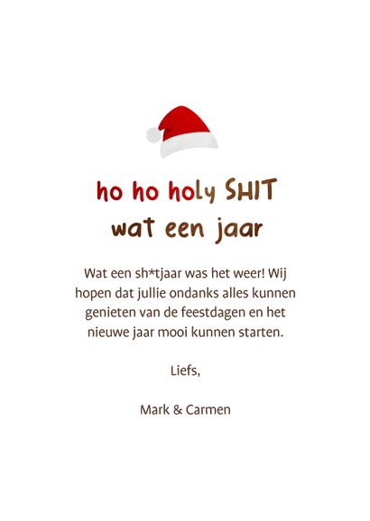 Kerstkaart corona ho ho holy shit met drol 3