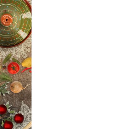 Kerstkaart culinair eten sfeer Achterkant