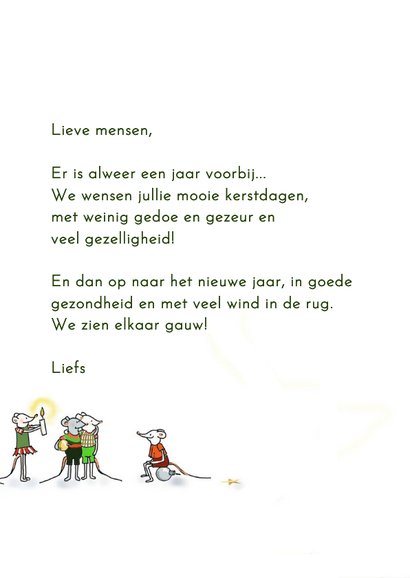 Kerstkaart de muisjes versieren de kerstboom 3