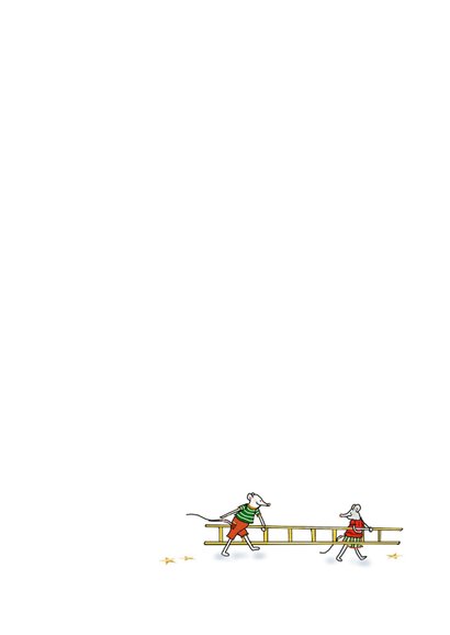 Kerstkaart de muisjes versieren de kerstboom Achterkant