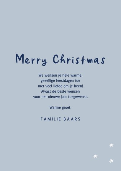 Kerstkaart Delfts blauw foto kader en strik 3