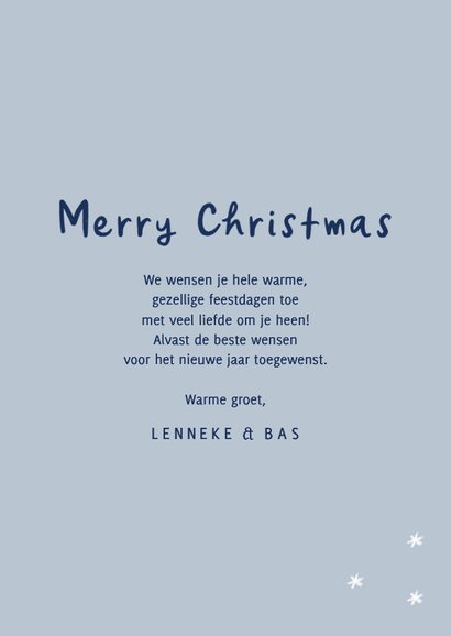 Kerstkaart Delfts blauw foto kader en strik 3