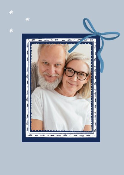 Kerstkaart Delfts blauwe foto kader fijne kerst 2