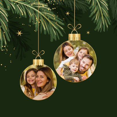 Kerstkaart dennentakken goud merry christmas 2