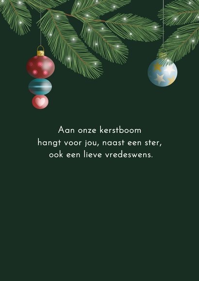 Kerstkaart dennentakken met kerstballen 2