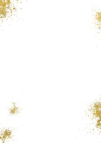 Kerstkaart diamantvorm goud en goudspetters met eigen foto Achterkant