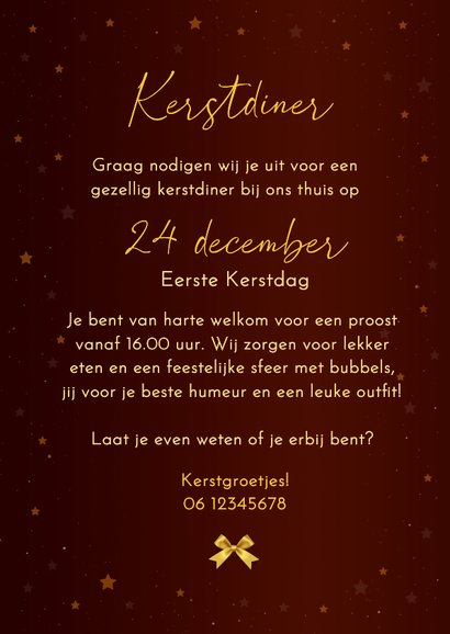 Kerstkaart diner strik bestek 3