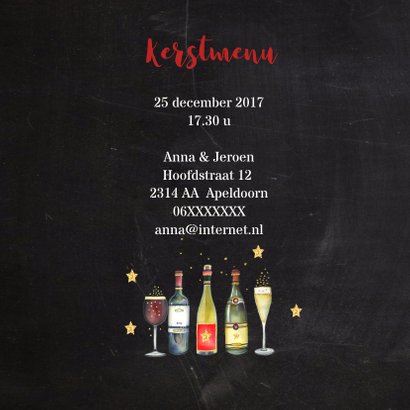 Kerstkaart diner wijn 2