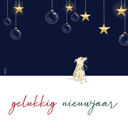 Kerstkaart drie hondjes vieren kerstmis 2