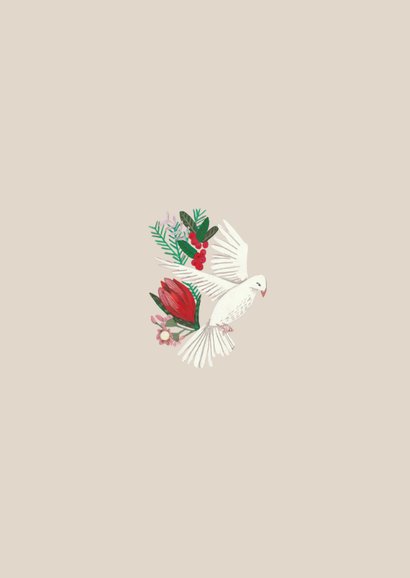 Kerstkaart duiven en botanisch bloemen 2