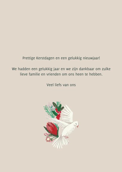Kerstkaart duiven en botanisch bloemen 3
