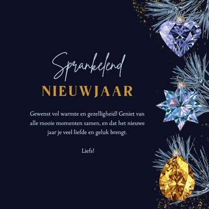 Kerstkaart edelstenen als kerstbal 3